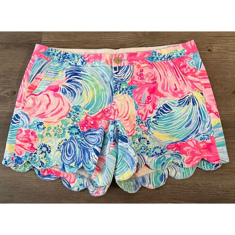 Lilly Pulitzer Womens Buttercup Knit Shorts 2 Multi Flock Full Of Fun Size 10